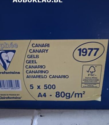Boite 5 rames de 500 feuilles 80gr A4 coloris canari
