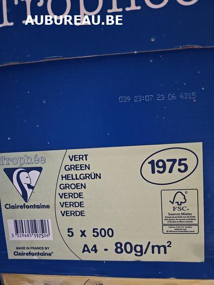 Boite 5 rames de 500 feuilles 80gr A4 coloris vert