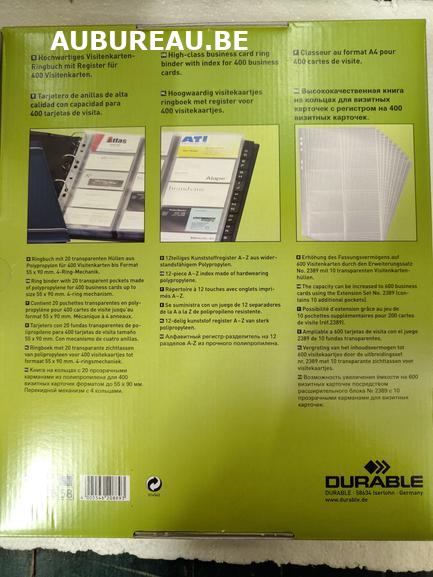 Registre pour carte de visite