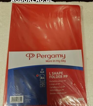 Pqt de 25 pochette coin ftA4, PP de 120 microns, coloris rouge réf. 901669