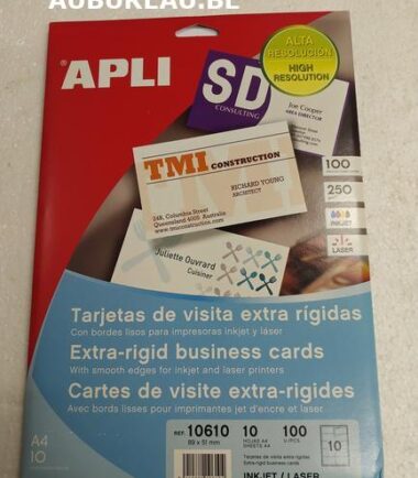 **Cartes de visite extra-rigides**
Avec bords lisses pour imprimantes jet d’encre et laser