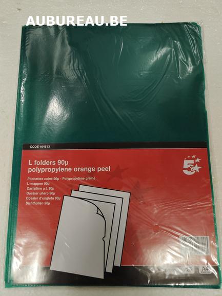 Pqt de 25 pochette coin ftA4, PP de 120 microns, coloris vert réf. 901672