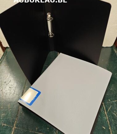 Classeur bicolore avec 2 anneaux coloris gris réf 28034