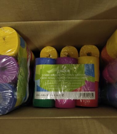 Papier crepon en pqt de 6 rouleaux - divers coloris