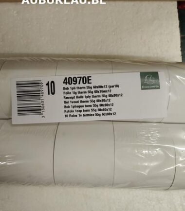 Bobine pour tickets de caisse 60x80mm - 76m - 1 pli thermique 55g/m2. - Blanc réf. 40970E en bte de 30 pièces